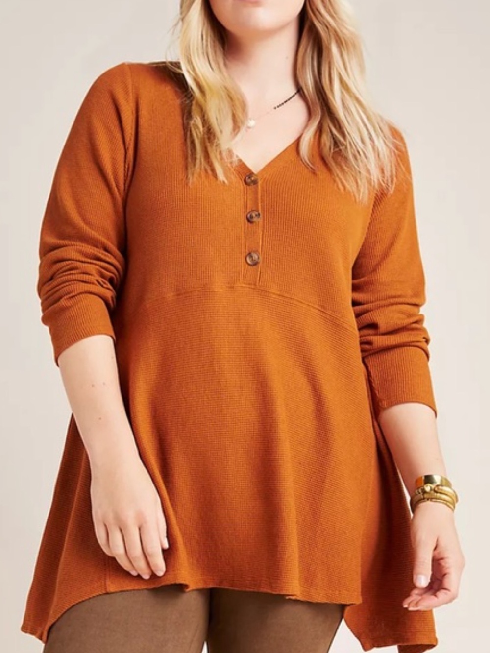 Anthropologie Maeve Eliza Henley Babydoll Tunic Rust
